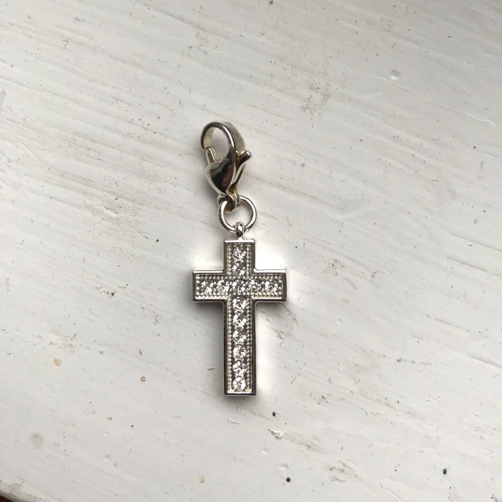 pave cross charm dangle